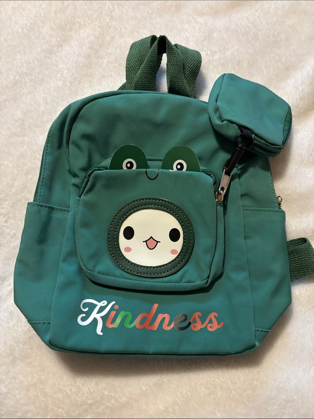 Kids Green 'Kindness' Frog Pocket ..Smaller Backpack